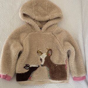 Mini Boden Beige Hoodie with Deer Design